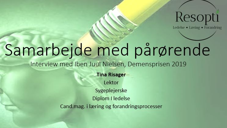 Samarbejde med pårørende Samarbejde med pårørende
